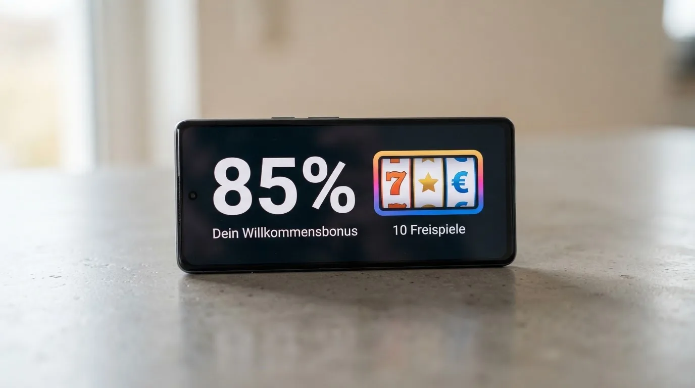 Nahaufnahme eines Bildschirms mit einer Prozentangabe neben einem Spielautomaten-Symbol.