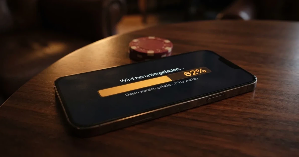 Bildschirmausschnitt mit einem Fortschrittsbalken und Prozentanzeige auf einem Smartphone.