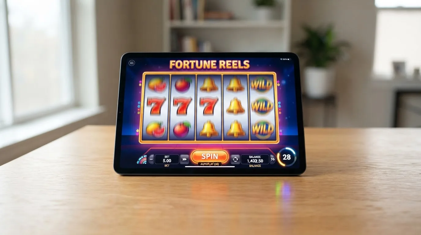 Schematische Darstellung eines automatisch ablaufenden Spins auf einem Tablet-Bildschirm.